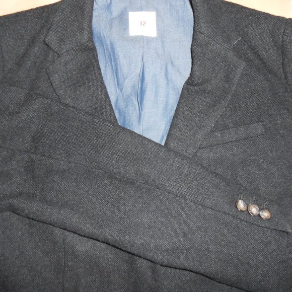 Women's Size 12 Wool Blend Charcoal Gray Blazer Gap The Academy - Picture 4 of 4